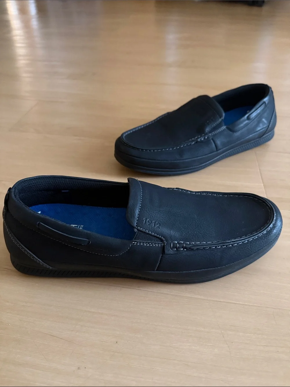 NIN BUSH MENS SANTO MOCCASIN TOE SLIP ON CASUAL LIGHTWEIGHT BLACK SHOE SIZE 9.5